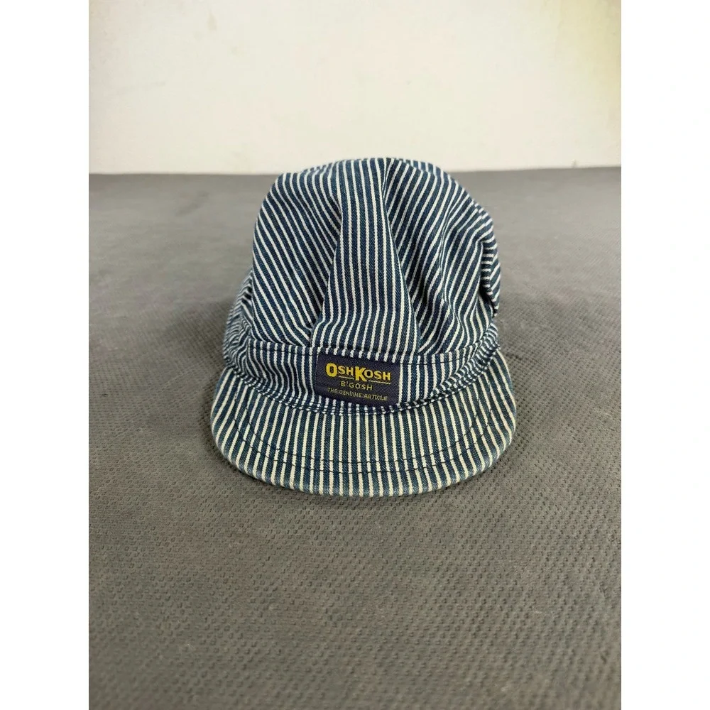 OshKosh Bgosh Engineer Hat Blue White Hickory Stripe Snapback Train Work Cap